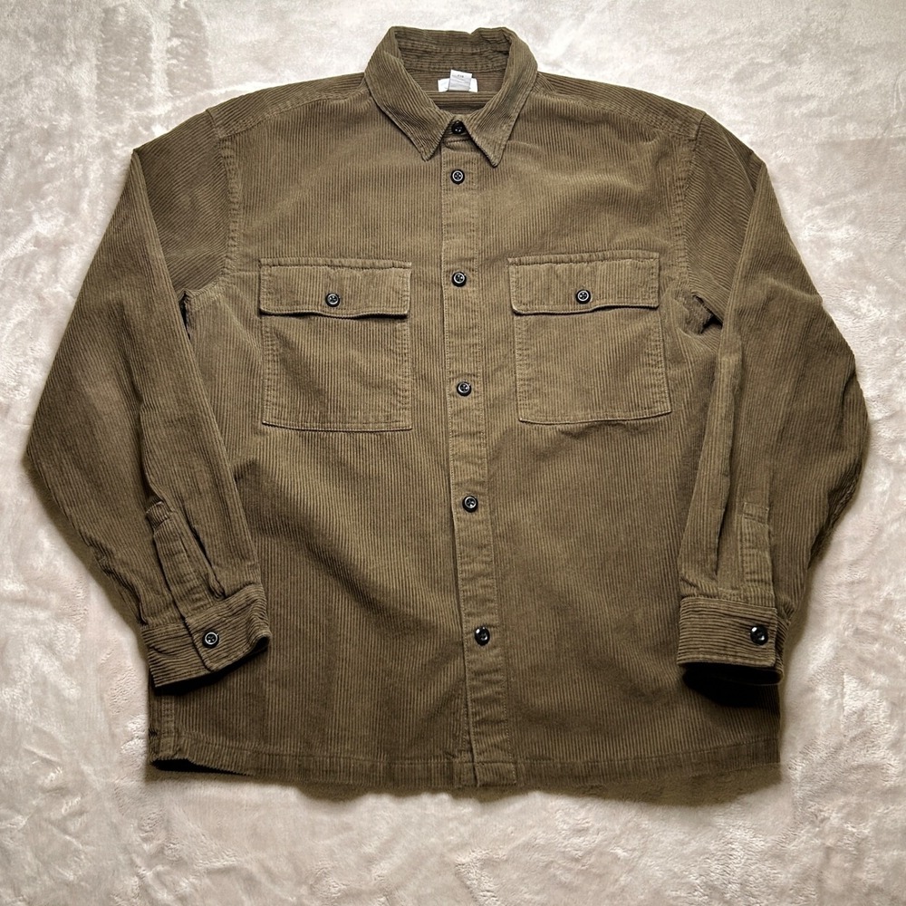 H&M Corduroy Shirt Jacket Size M Brown Long Sleeve Utility Unisex Shacket